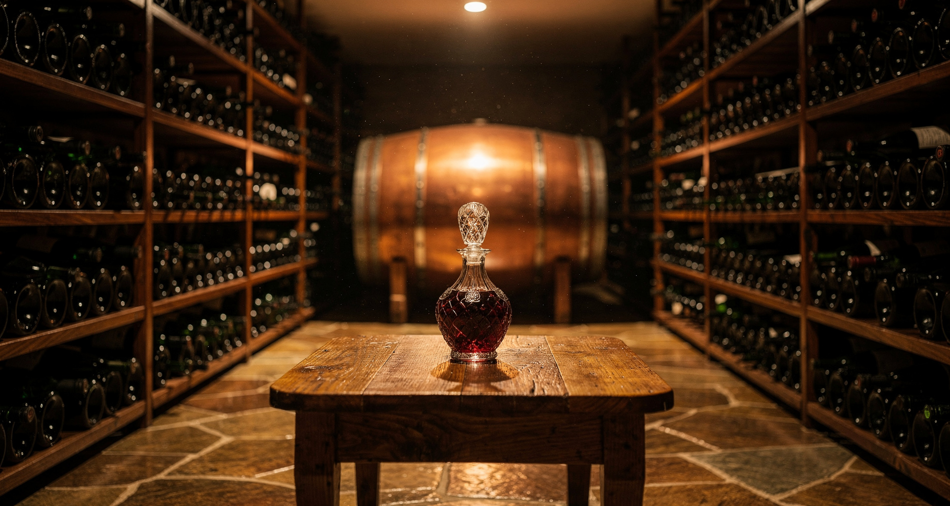 Fles Barolo Cannubi in een sfeervolle wijnkelder
